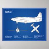 Poster Bell X-1 - Plans de plan d'avion ABD (Devant)