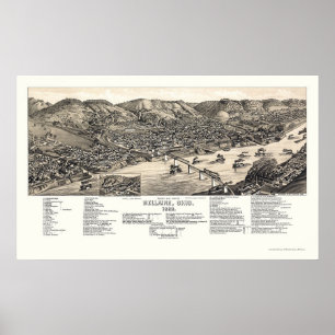 Poster Bellaire, carte panoramique de l'OH - 1882