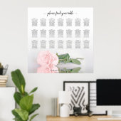 Poster Belle 21 Table Rose Rose Mariage Carte de siège (Bureau à domicile)