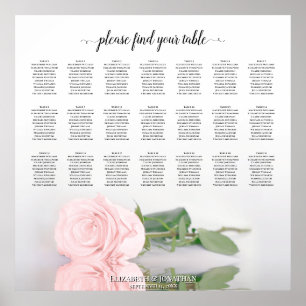 Poster Belle 21 Table Rose Rose Mariage Carte de siège