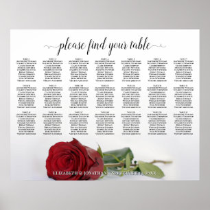 Poster Belle 21 Table Rouge Rose Mariage Carte de siège