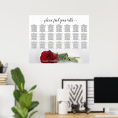 Poster Belle 21 Table Rouge Rose Mariage Carte de siège (Bureau à domicile)