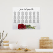 Poster Belle 21 Table Rouge Rose Mariage Carte de siège (Cuisine)
