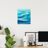 Poster Belle abstraite douce Bleu Océan Vagues Splash (Bureau à domicile)