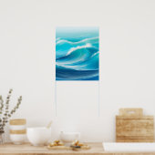 Poster Belle abstraite douce Bleu Océan Vagues Splash (Cuisine)