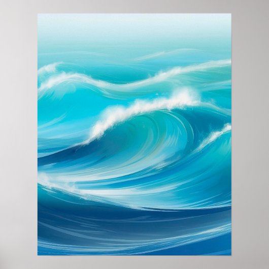 Poster Belle abstraite douce Bleu Océan Vagues Splash (Devant)