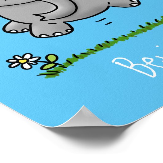 Poster Belle adorable dessin d'éléphant bébé (Coin)
