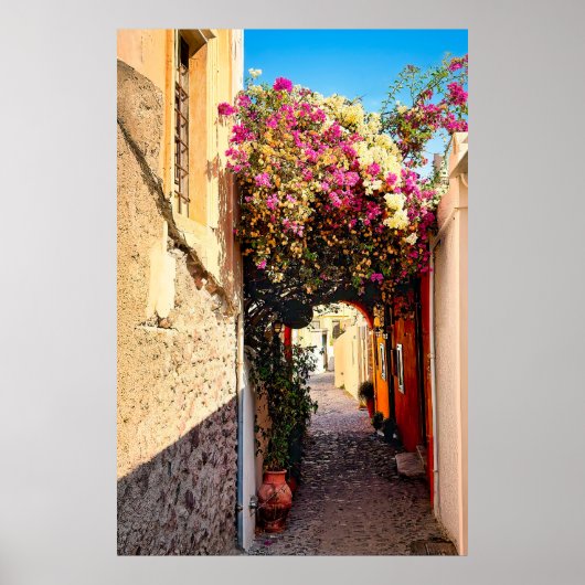 Poster Belle allée à Santorin, Grèce (Devant)