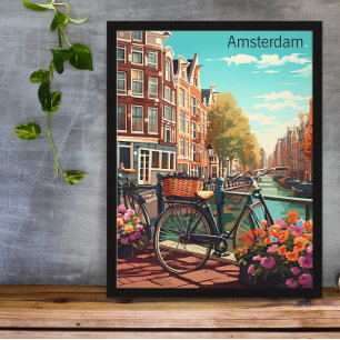 Poster Belle Amsterdam Pays-Bas Canal City