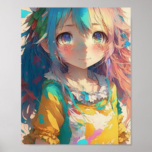 Poster Belle Anime Colorée fille (Devant)