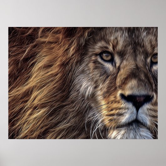 Poster Belle aquarelle artistique Lion (Devant)