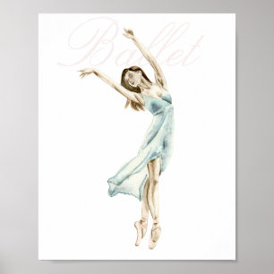 Poster Belle Aquarelle Ballerina Blanc, Ballet