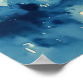 Poster Belle aquarelle bleu, oiseaux volant acro (Coin)