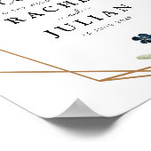 Poster belle aquarelle bleu signe mariage floral (Coin)