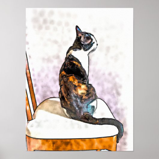 Poster Belle aquarelle Calico Cat (Devant)