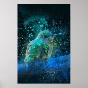 Poster belle aquarelle colibri