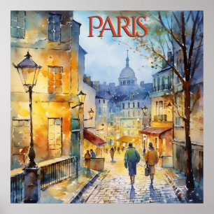 Poster Belle aquarelle de Paris Travel