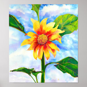 Poster Belle aquarelle de tournesol