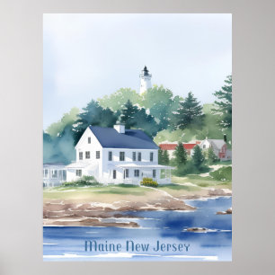 Poster Belle Aquarelle du Maine New Jersey