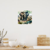 Poster Belle aquarelle éléphant (Cuisine)