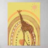 Poster Belle aquarelle Giraffe Arc-en-ciel scène (Devant)