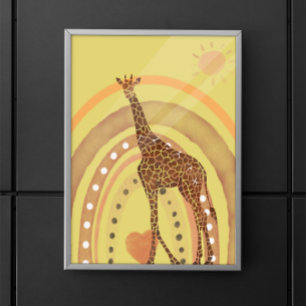 Poster Belle aquarelle Giraffe Arc-en-ciel scène