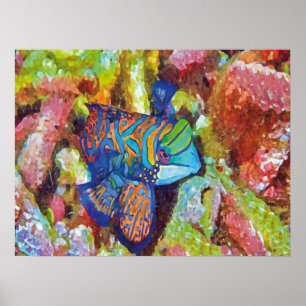 Poster Belle aquarelle Mandarinfish Design