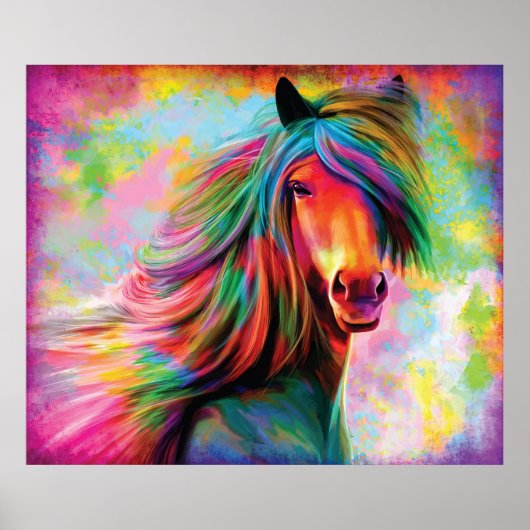 Poster Belle aquarelle Rainbow Horse (Devant)