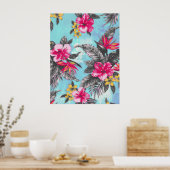 Poster Belle aquarelle tropicale à peinture florale (Cuisine)