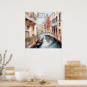 Poster Belle aquarelle Venise Canal Voyage (Cuisine)