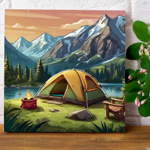 Poster Belle aquarelle verte Nature Camping Peinture