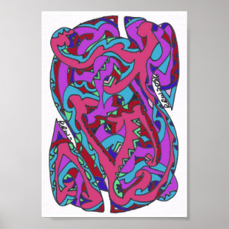 Poster Belle art abstrait complexe chaud par RRW