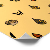 Poster Belle Automne Feuilles Acorns Motif Monogramme Per (Coin)