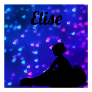 Poster Belle Ballerina aux Coeurs Flottants