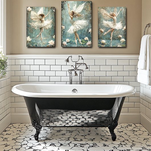 Poster Belle Ballerina Fée Lily Pond Fleurs blanches