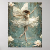 Poster Belle Ballerina Fée Lily Pond Fleurs blanches (Devant)