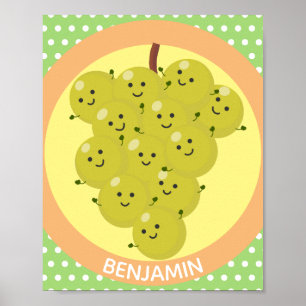 Poster Belle bande de raisins amusante illustration
