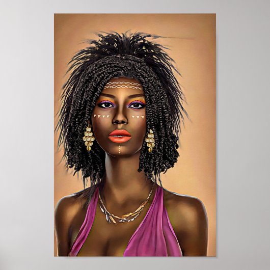 Poster Belle Black African Princess Woman Art (Devant)