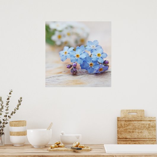 Poster Belle Bleue Simple Oubliez-moi-pas Fleurs (Cuisine)