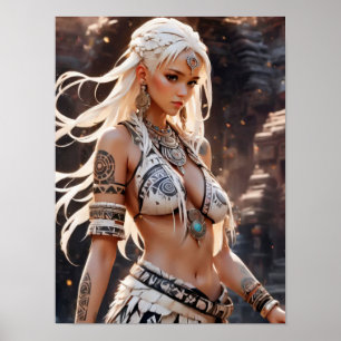 Poster Belle Blonde Tribal Princesse