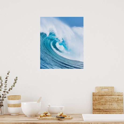 Poster Belle Blue Ocean Beach Waves (Cuisine)