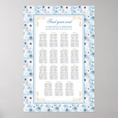 Poster Belle Bohème Pastel Blue Gold Seating Chart (Devant)