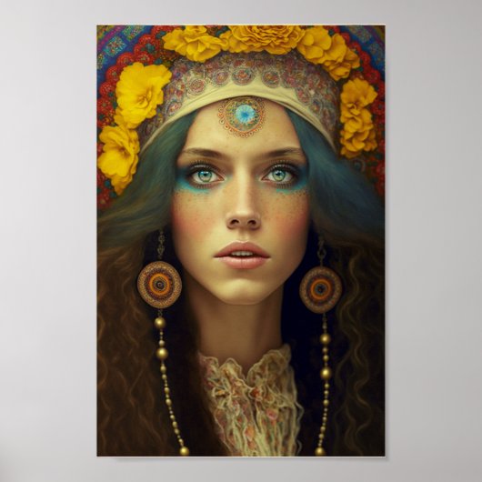 Poster Belle Boho Hippie Femme (Devant)