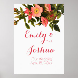 Poster Belle Botanique rose Rose vintage