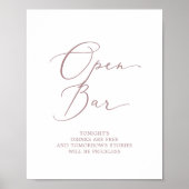 Poster Belle calligraphie or Rose Open Bar Sign (Devant)