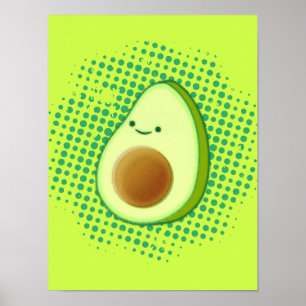 Poster Belle Caricature Avocado Sur Un Vortex Vert Perdu