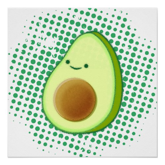 Poster Belle Caricature Avocado Sur Un Vortex Vert Perdu (Devant)