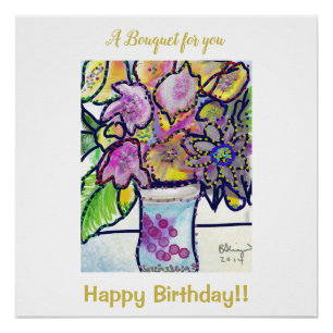 Poster Belle carte Bouquet Géant Anniversaire