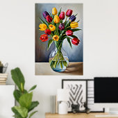 Poster Belle Cascade de Tulipe Romantique (Bureau à domicile)