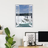 Poster Belle Cascade Faux Fenêtre Vue (Bureau à domicile)